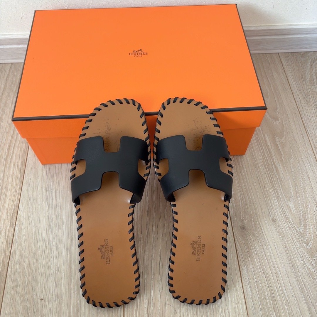 HERMES - 【美品】エルメス オラン 36 ステッチ ブラックの通販 HERMES - 【美品】エルメス オラン 36 ステッチ ブラックの通販