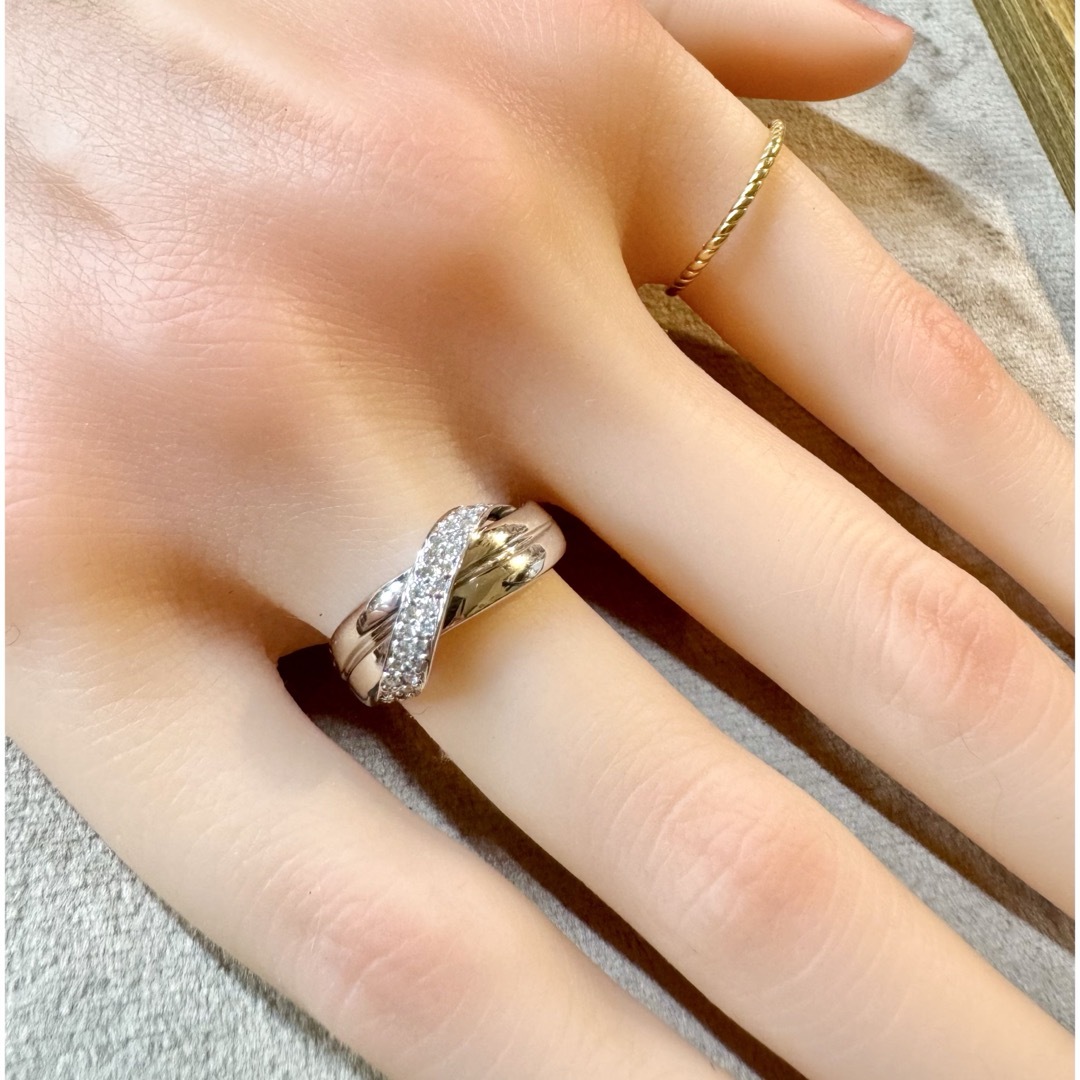 Pt900*プラチナダイヤモンドクロスリング*13.5号*0.25ct *指輪の Pt900*プラチナダイヤモンドクロスリング*13.5号*0.25ct *指輪の