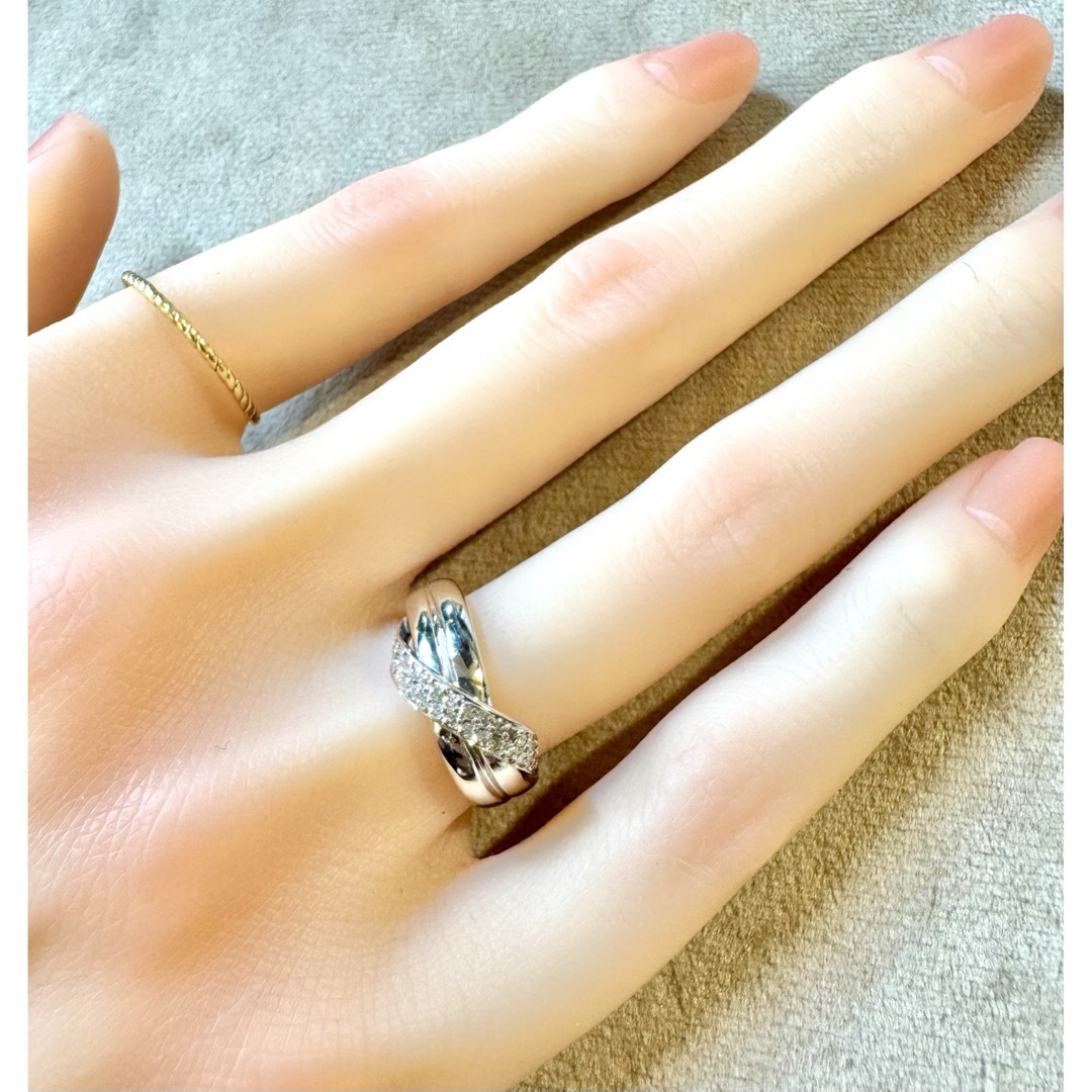 Pt900*プラチナダイヤモンドクロスリング*13.5号*0.25ct *指輪の Pt900*プラチナダイヤモンドクロスリング*13.5号*0.25ct *指輪の