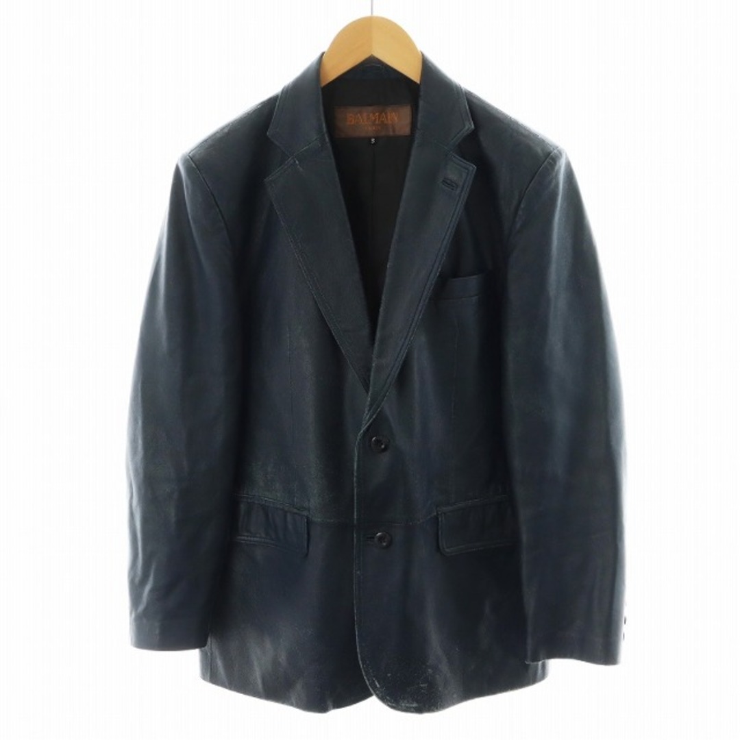BALMAIN - バルマン テーラードジャケット シングル ラムレザー BALMAIN - バルマン テーラードジャケット シングル ラムレザー