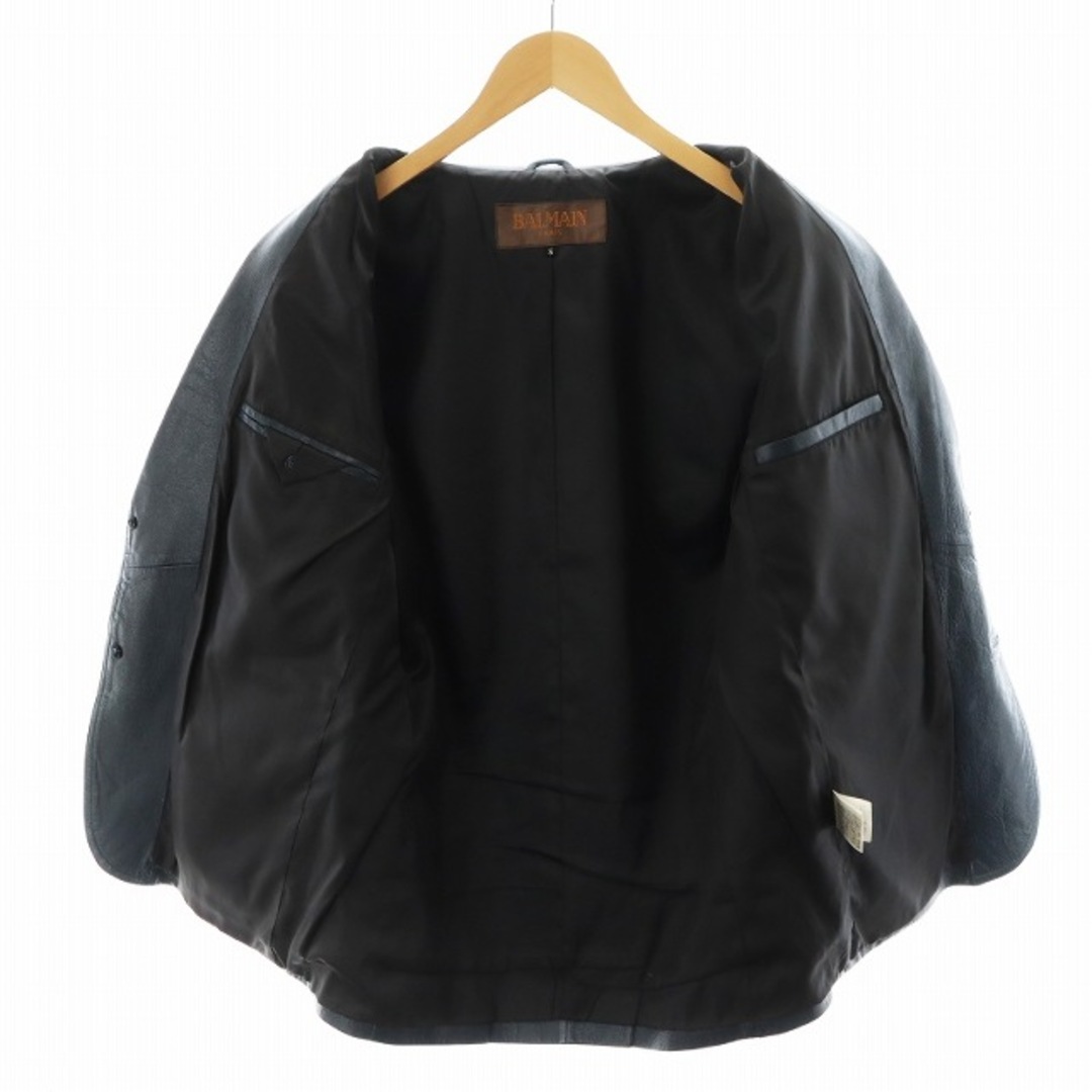 BALMAIN - バルマン テーラードジャケット シングル ラムレザー BALMAIN - バルマン テーラードジャケット シングル ラムレザー