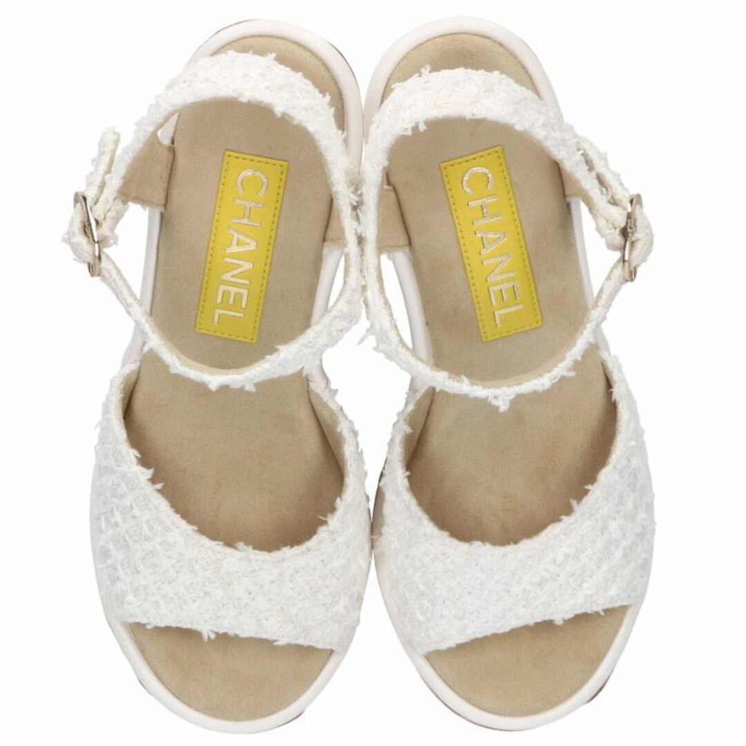 CHANEL - シャネル G38994 ツイードウェッジソールサンダル CHANEL - シャネル G38994 ツイードウェッジソールサンダル