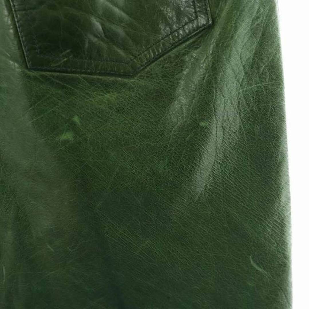 PRADA - プラダ フレアスカート ひざ丈 やぎ革 38 緑 グリーンの PRADA - プラダ フレアスカート ひざ丈 やぎ革 38 緑 グリーンの