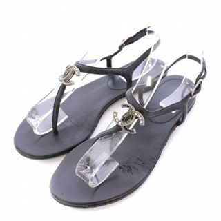 CHANEL - シャネル ストラップサンダル フラット トング レザー CHANEL - シャネル ストラップサンダル フラット トング レザー