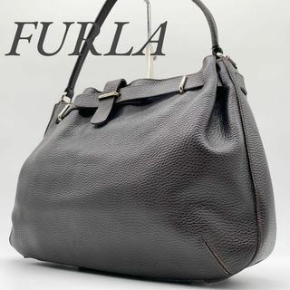 フルラ(FURLA)の【極美品】フルラ トートバッグ オールレザー ベルト ブラウン(トートバッグ)