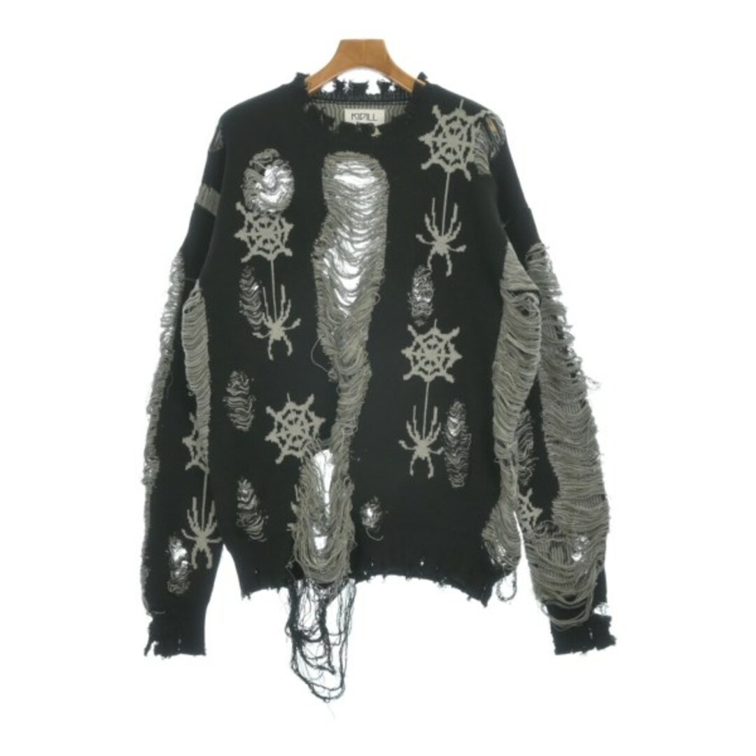 KIDILL キディル ニット・セーター -(XXL位) 黒xグレー(総柄 KIDILL キディル ニット・セーター -(XXL位) 黒xグレー(総柄