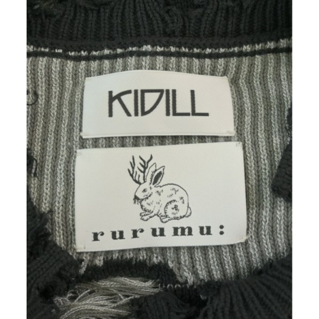 KIDILL キディル ニット・セーター -(XXL位) 黒xグレー(総柄 KIDILL キディル ニット・セーター -(XXL位) 黒xグレー(総柄