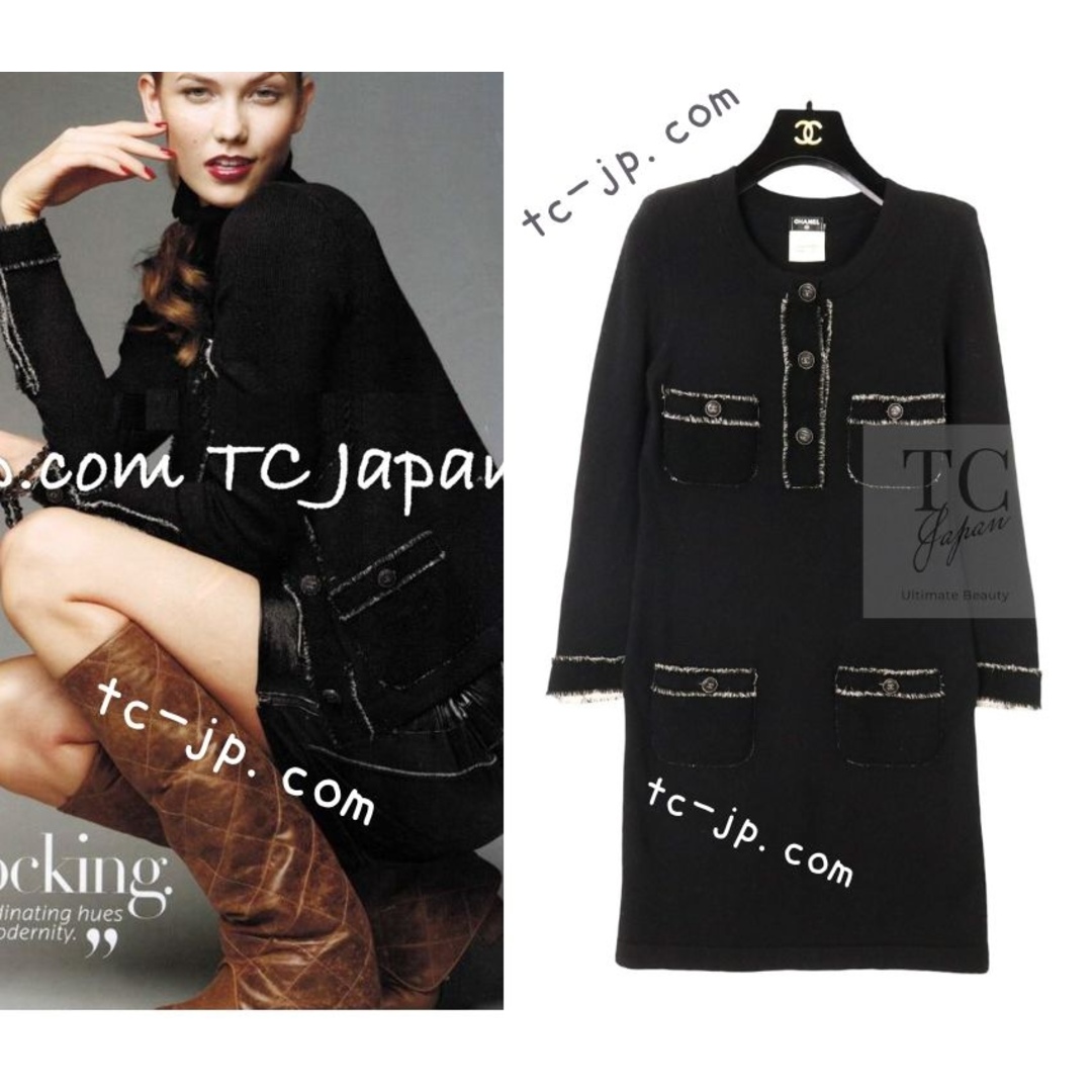CHANEL - シャネル ワンピース CHANEL 49万 ブラック カシミア CHANEL - シャネル ワンピース CHANEL 49万 ブラック カシミア
