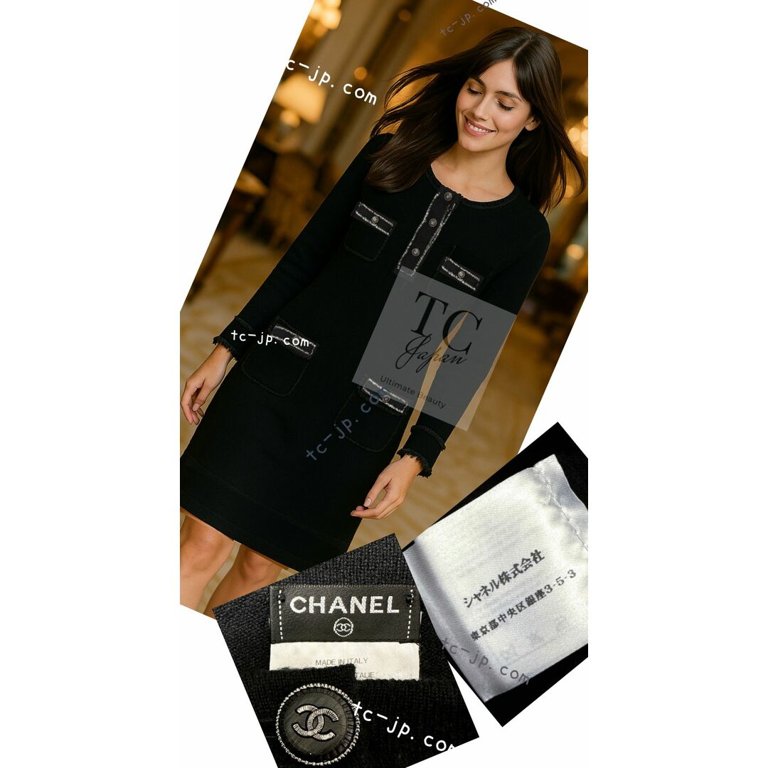 CHANEL - シャネル ワンピース CHANEL 49万 ブラック カシミア CHANEL - シャネル ワンピース CHANEL 49万 ブラック カシミア