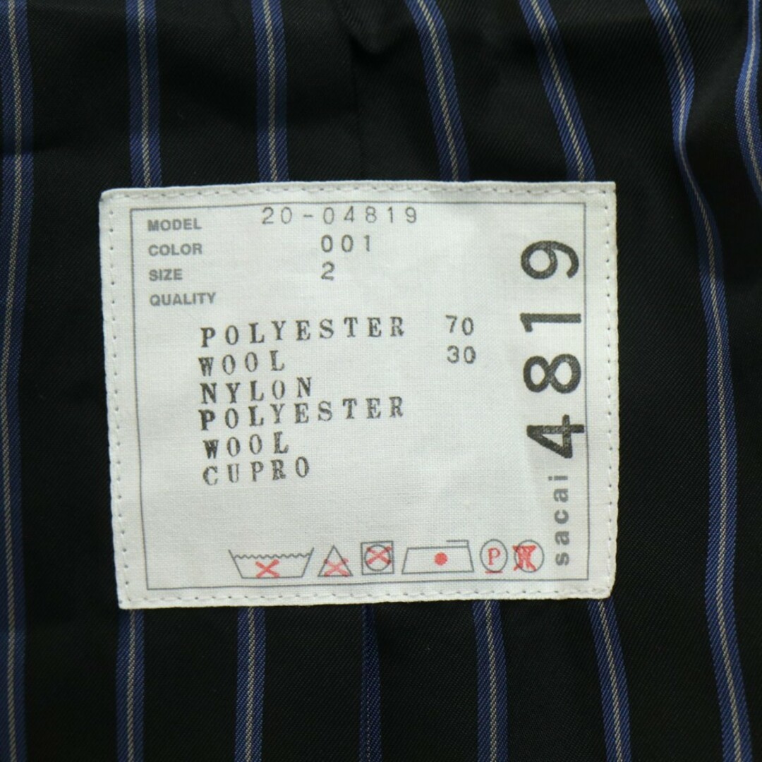 sacai - Sacai サカイ テーラードジャケット 異素材ミックス sacai - Sacai サカイ テーラードジャケット 異素材ミックス