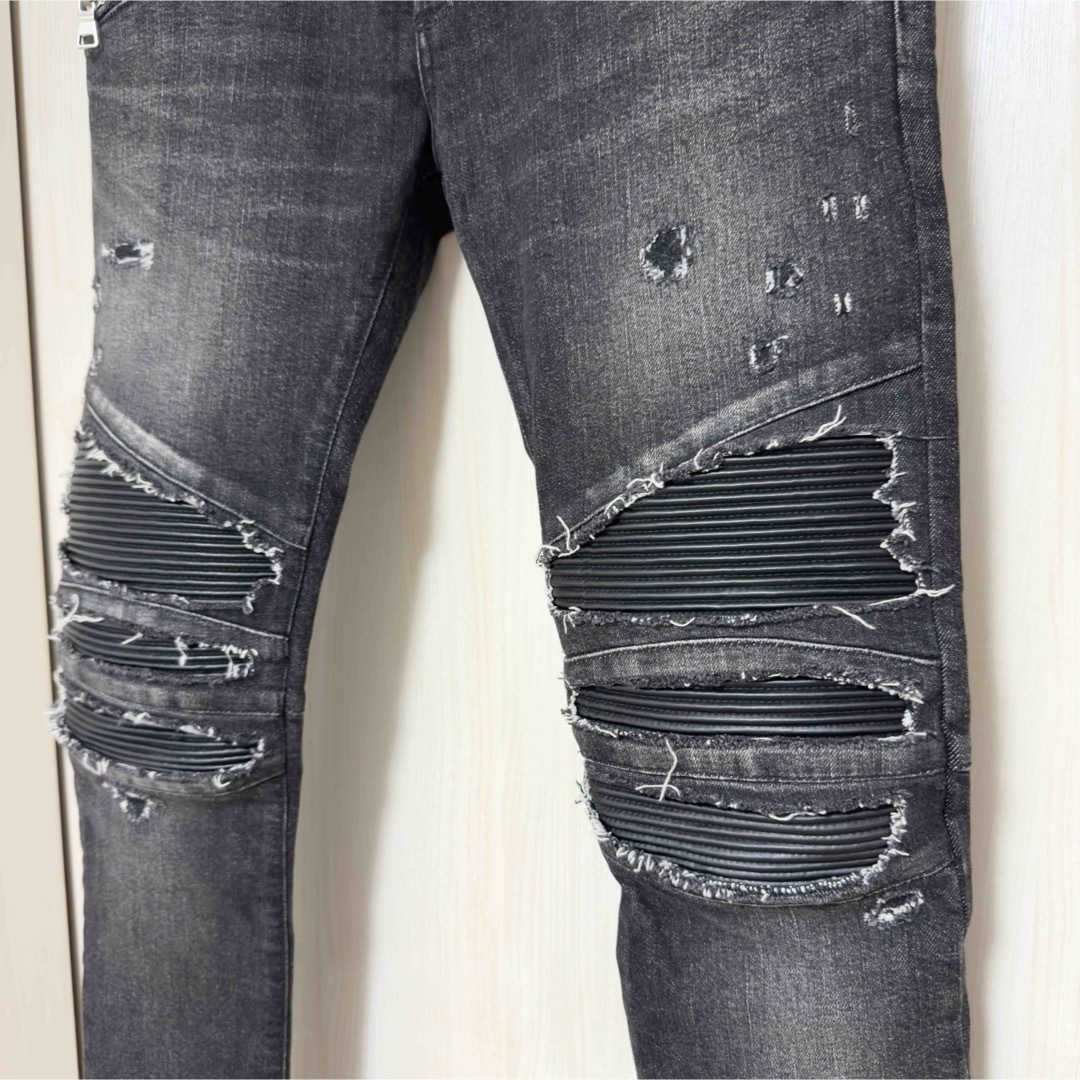 BALMAIN - 定価21.3万円 バルマンオム リップドバイカーブラック BALMAIN - 定価21.3万円 バルマンオム リップドバイカーブラック