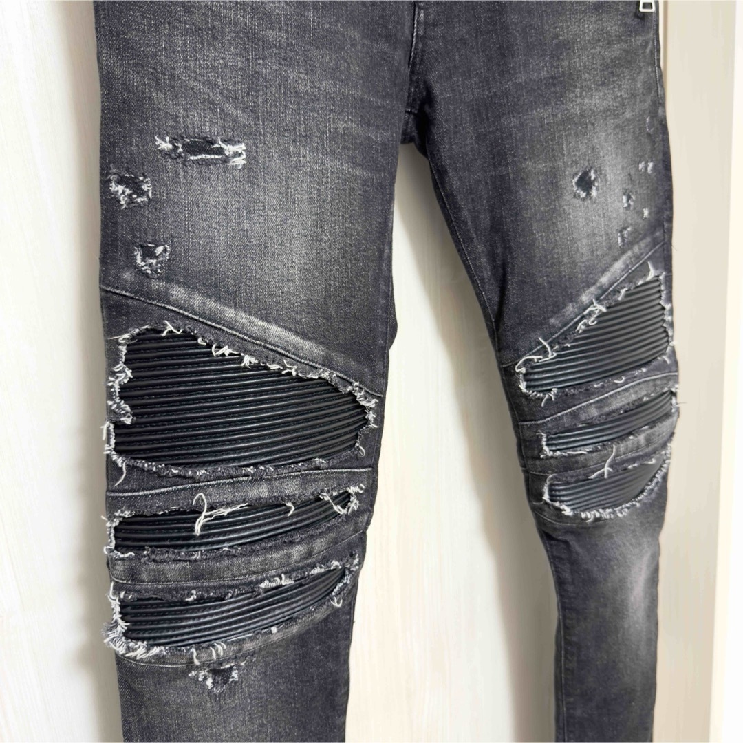 BALMAIN - 定価21.3万円 バルマンオム リップドバイカーブラック BALMAIN - 定価21.3万円 バルマンオム リップドバイカーブラック