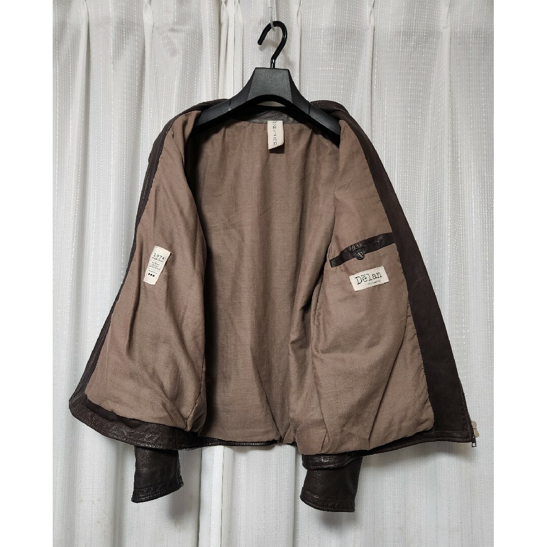 美品】デラン Delan セミダブル ライダース ラムレザー 濃茶 50 美品】デラン Delan セミダブル ライダース ラムレザー 濃茶 50