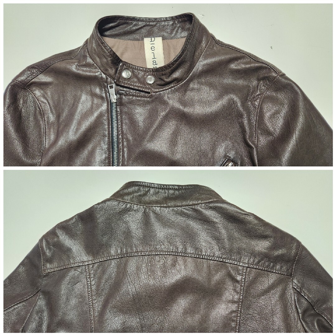 美品】デラン Delan セミダブル ライダース ラムレザー 濃茶 50 美品】デラン Delan セミダブル ライダース ラムレザー 濃茶 50