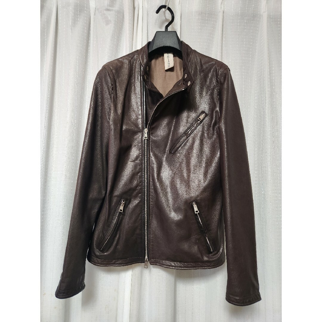 美品】デラン Delan セミダブル ライダース ラムレザー 濃茶 50 美品】デラン Delan セミダブル ライダース ラムレザー 濃茶 50