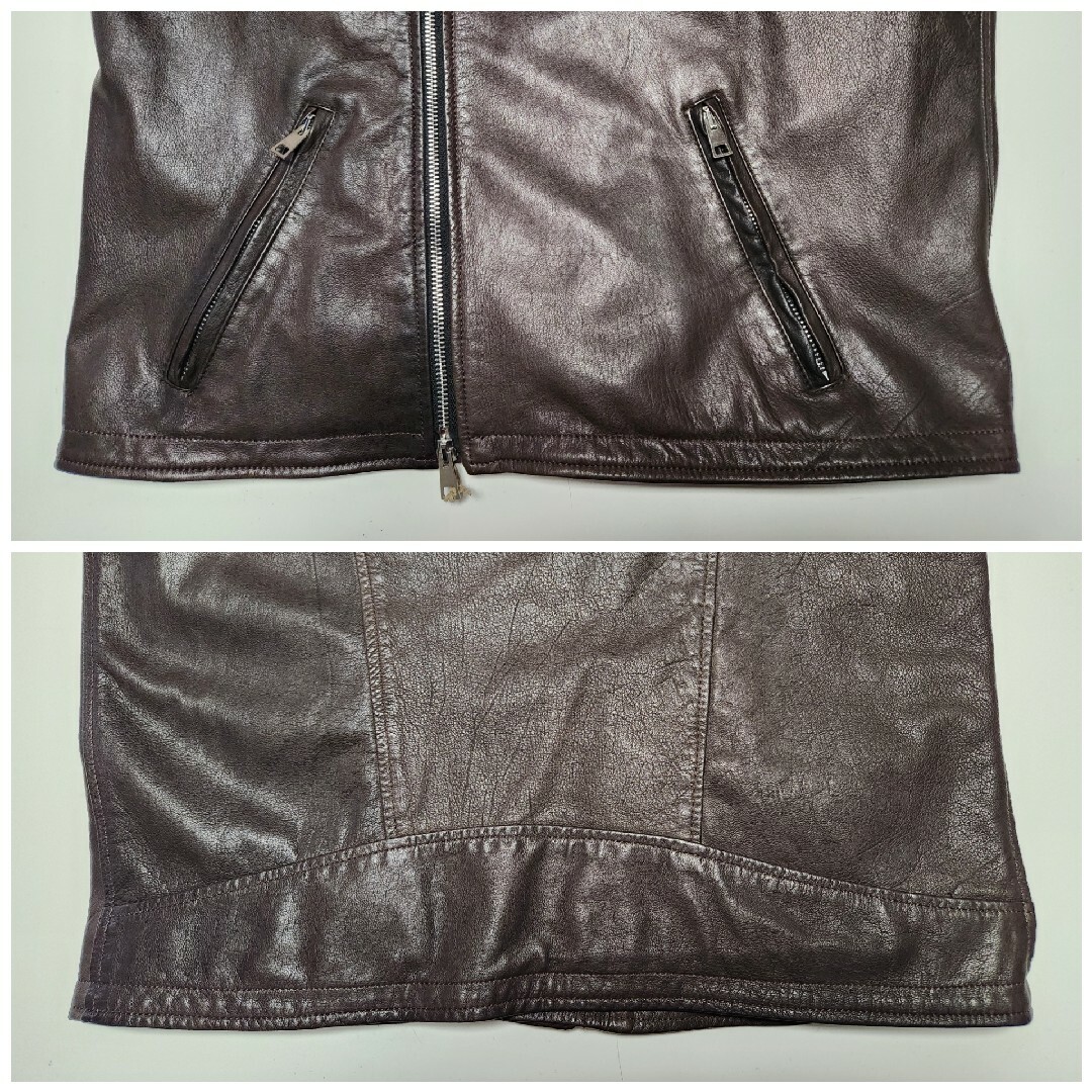 美品】デラン Delan セミダブル ライダース ラムレザー 濃茶 50 美品】デラン Delan セミダブル ライダース ラムレザー 濃茶 50