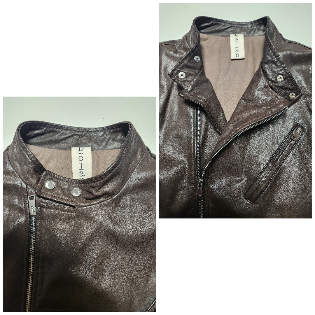 美品】デラン Delan セミダブル ライダース ラムレザー 濃茶 50 美品】デラン Delan セミダブル ライダース ラムレザー 濃茶 50