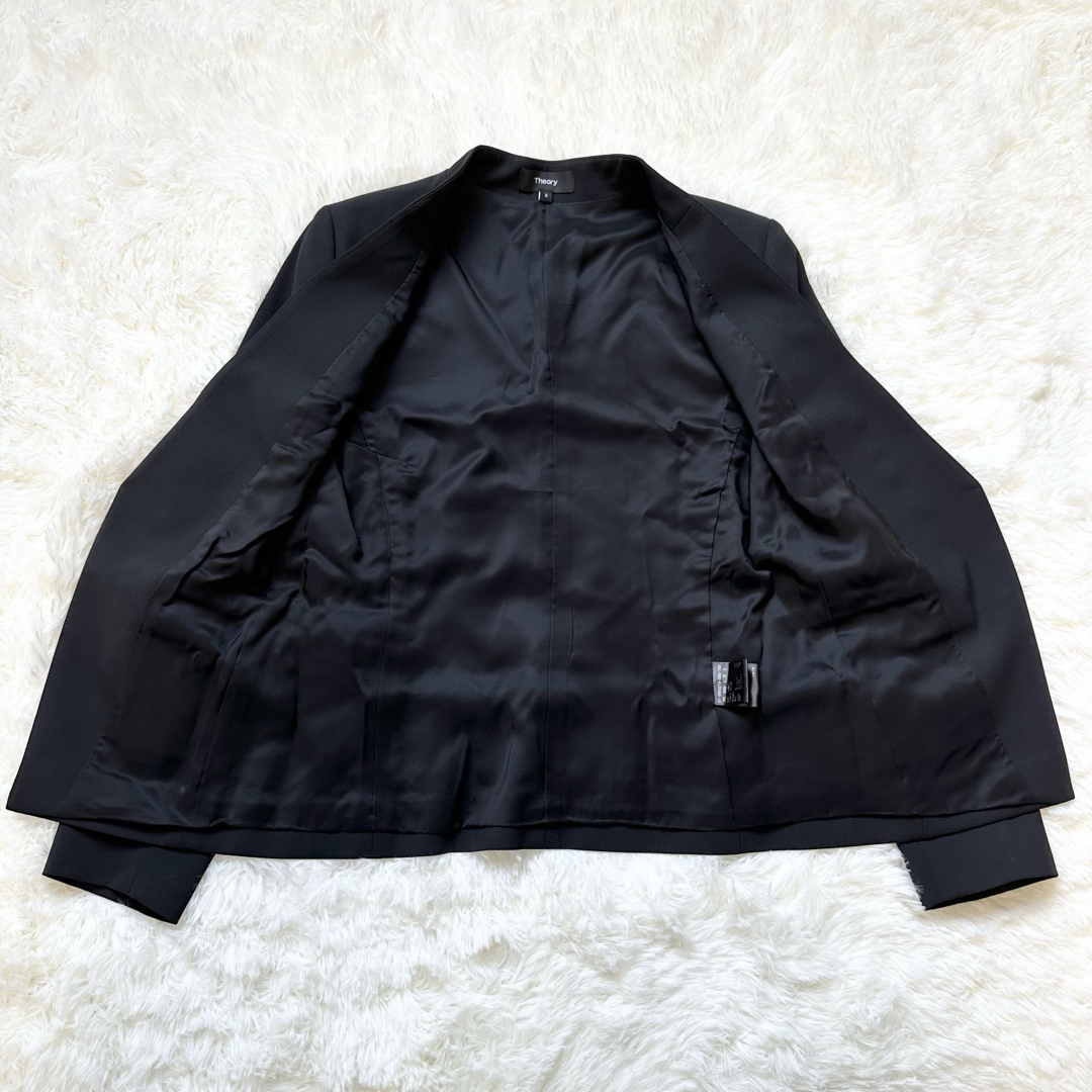 Theory - 美品 ノーカラー セットアップ パンツ LANAIスーツ Theory - 美品 ノーカラー セットアップ パンツ LANAIスーツ