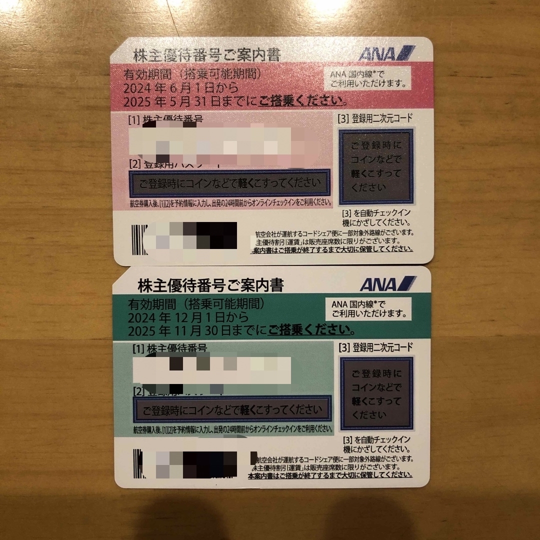 ANA(全日本空輸)(エーエヌエー(ゼンニッポンクウユ))のana株主優待券2枚 チケットの乗車券/交通券(航空券)の商品写真