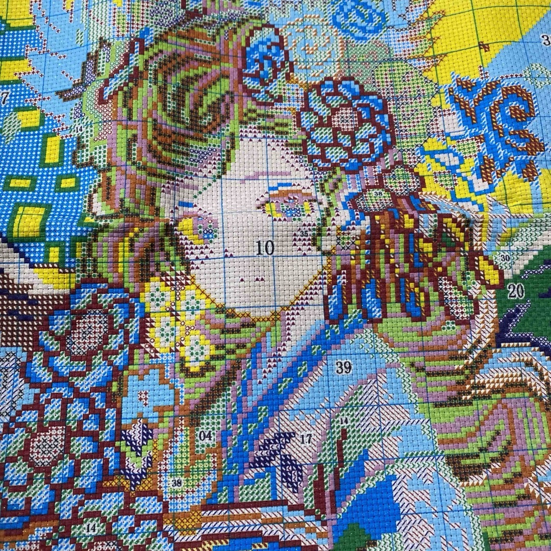 9CTクロスステッチキット花と少女刺繍作成キット60×85cm金糸布の 9CTクロスステッチキット花と少女刺繍作成キット60×85cm金糸布の