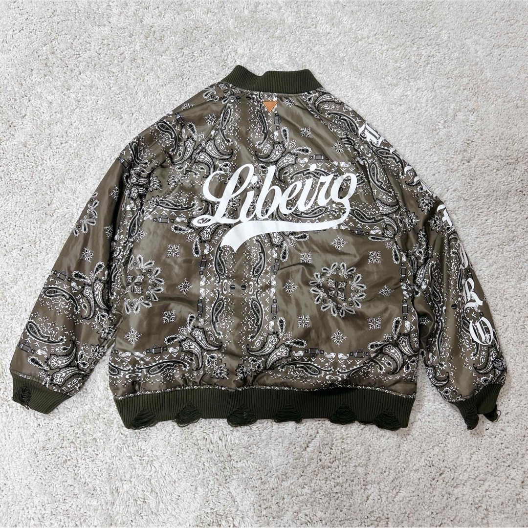 極美品】LIBEIRO MA-1 ペイズリー柄 ダメージ加工 ロゴプリント 極美品】LIBEIRO MA-1 ペイズリー柄 ダメージ加工 ロゴプリント