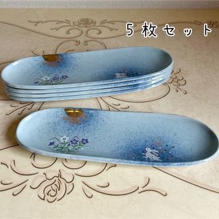 有田焼 - 有田焼 清秀窯 金彩染錦 月見うさぎ 長皿揃 5枚セット 有田焼 - 有田焼 清秀窯 金彩染錦 月見うさぎ 長皿揃 5枚セット