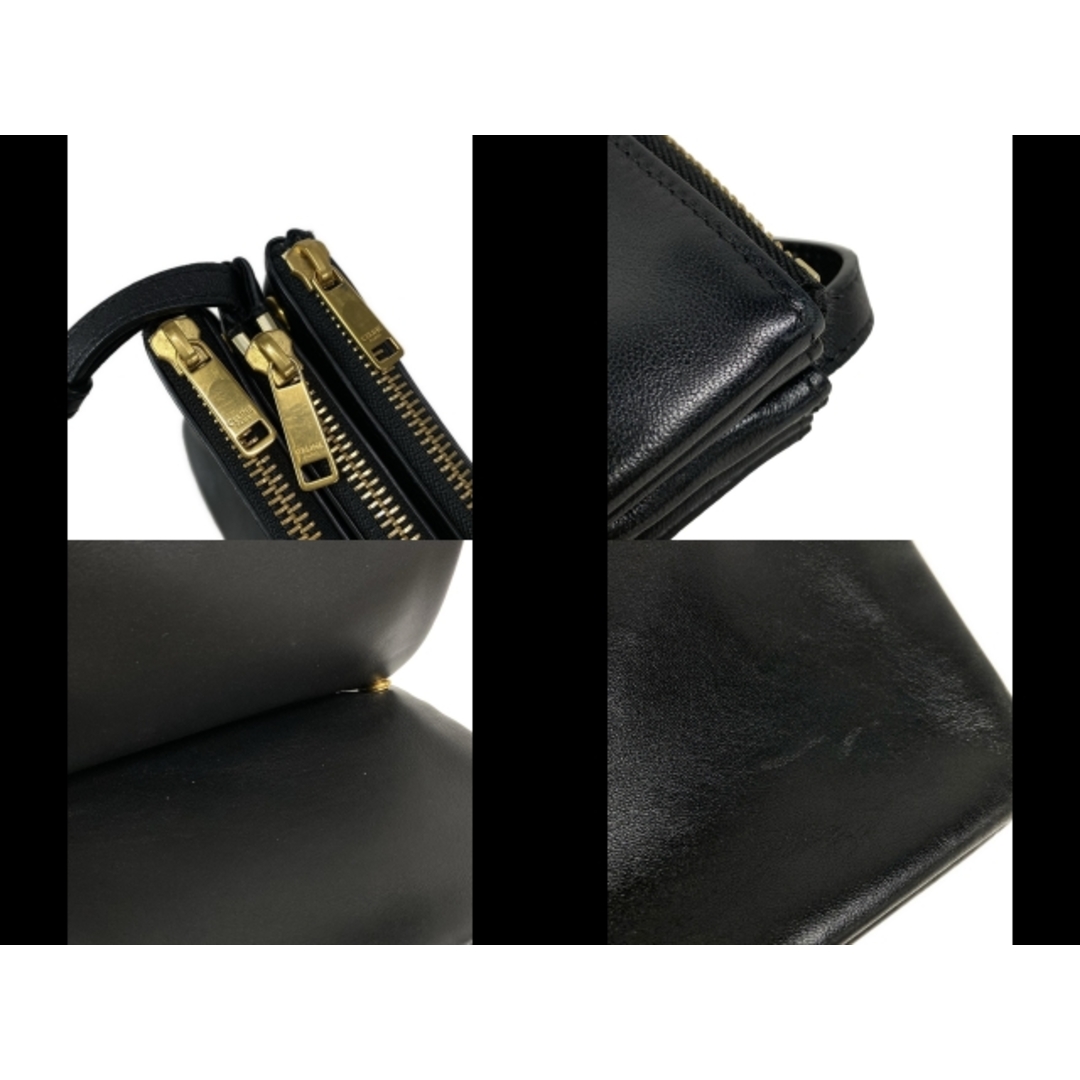 CELINE - CELINE(セリーヌ) ショルダーバッグ トリオ 黒 レザー CELINE - CELINE(セリーヌ) ショルダーバッグ トリオ 黒 レザー