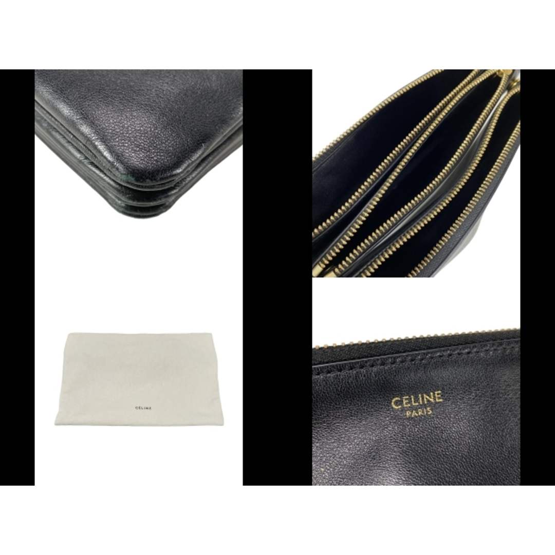 CELINE - CELINE(セリーヌ) ショルダーバッグ トリオ 黒 レザー CELINE - CELINE(セリーヌ) ショルダーバッグ トリオ 黒 レザー