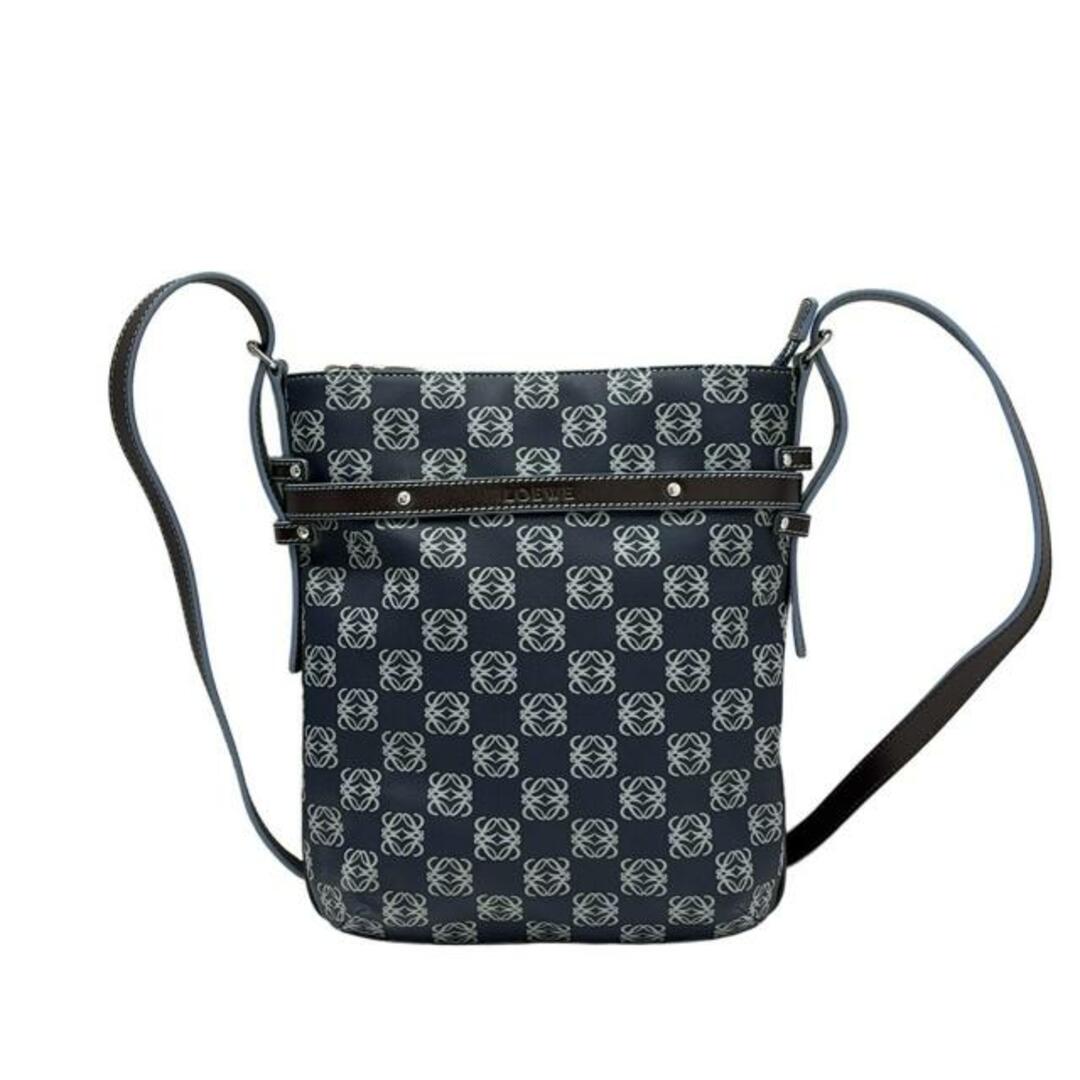 LOEWE - LOEWE(ロエベ) ショルダーバッグ ポケッツ,アナグラム柄 304.80.003 ダークネイビー×ライトブルー×ダークブラウン レザー