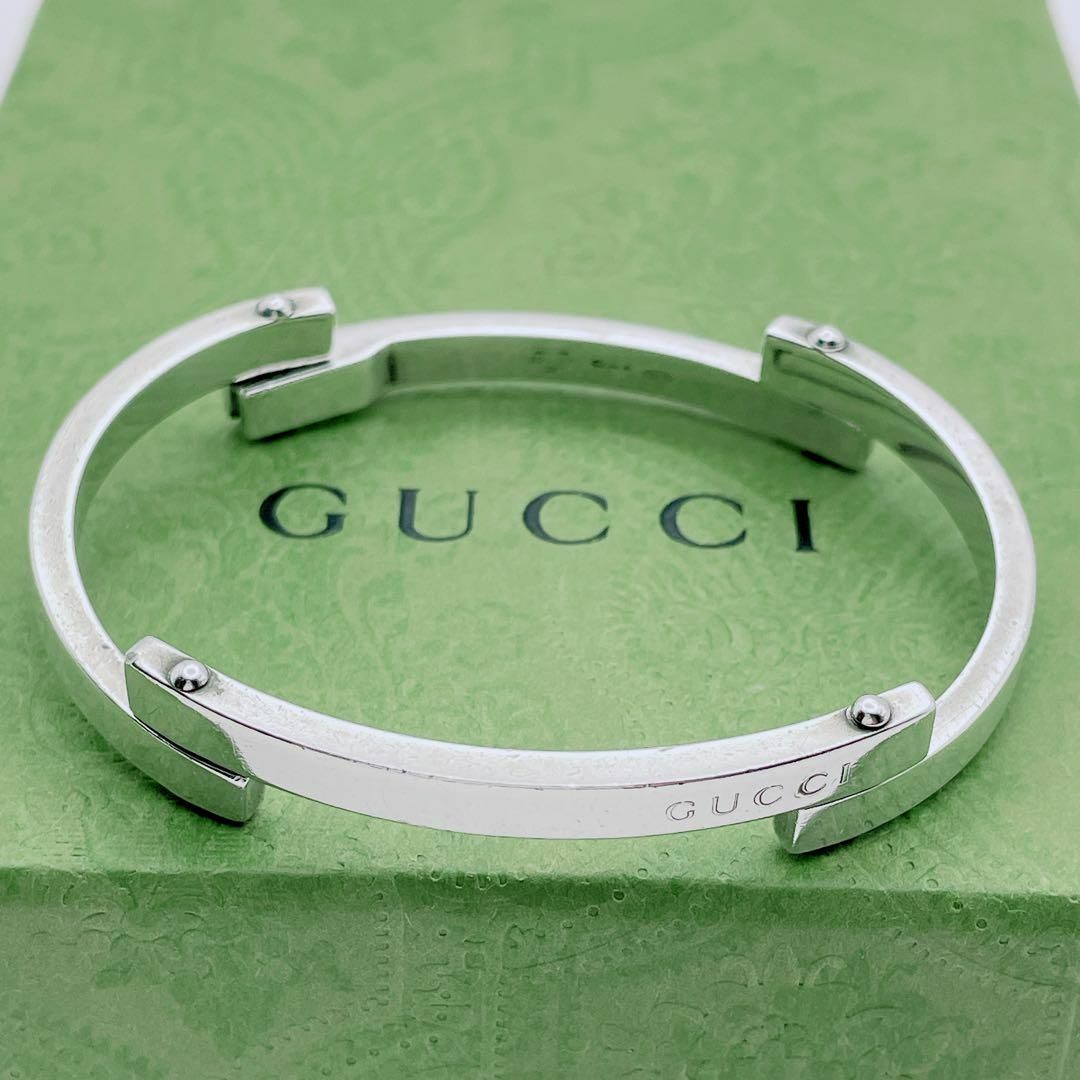 GUCCI - GUCCI バングル プレート ブレスレット シルバー925の GUCCI - GUCCI バングル プレート ブレスレット シルバー925の