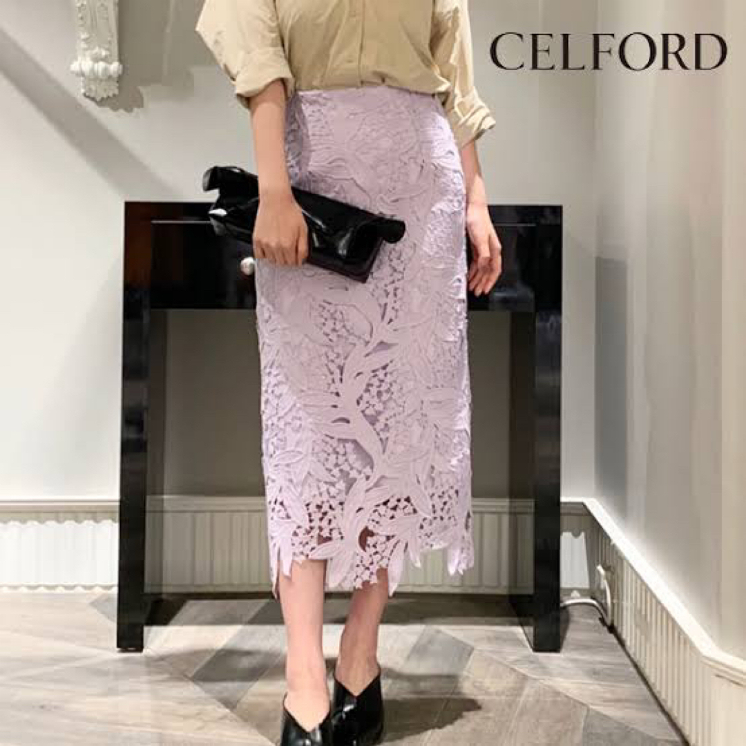 CELFORD - 美品 セルフォード CELFORD スズランレーススカートの CELFORD - 美品 セルフォード CELFORD スズランレーススカートの