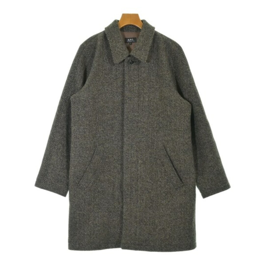 A.P.C. アーペーセー ステンカラーコート S 茶系x黒等 A.P.C. アーペーセー ステンカラーコート S 茶系x黒等