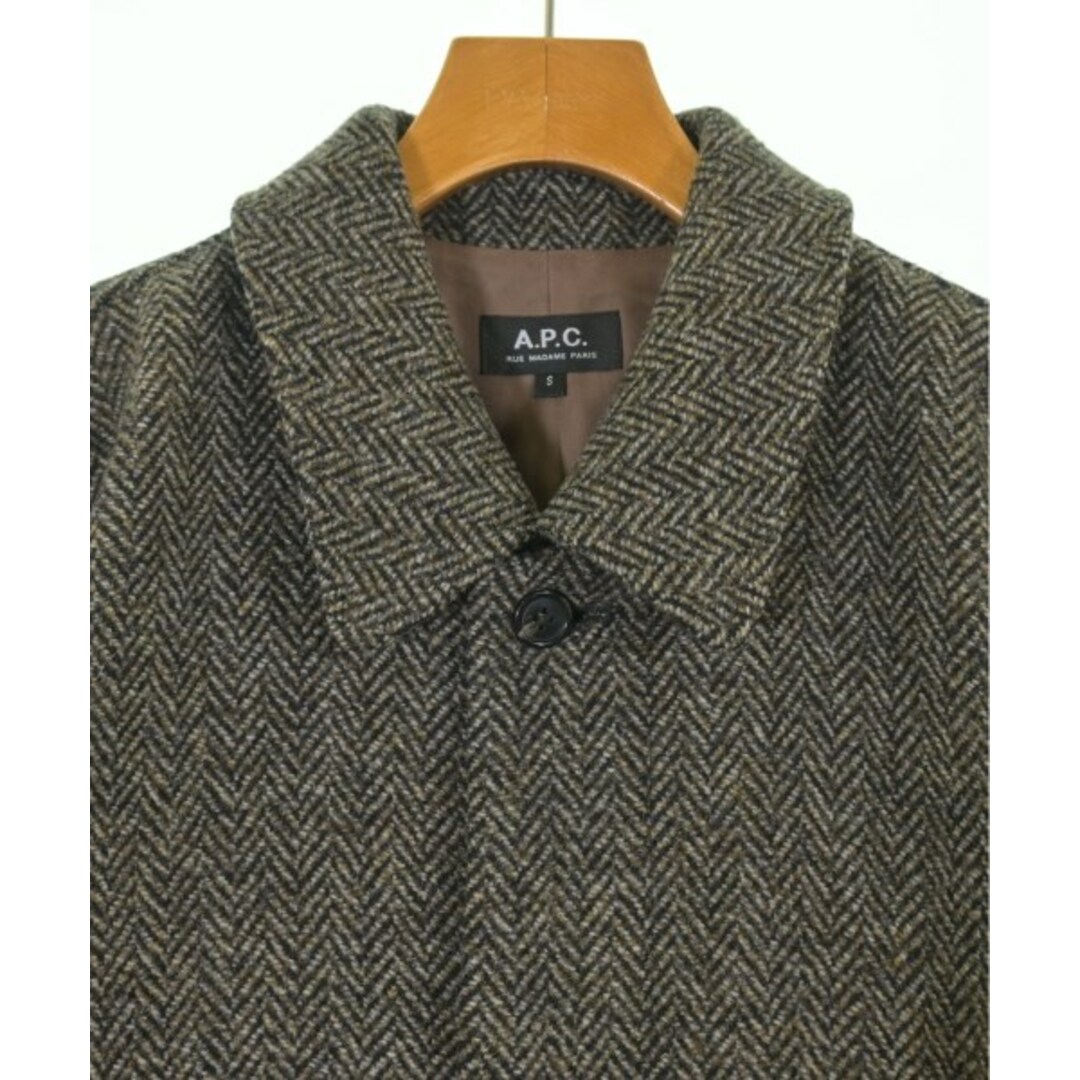 A.P.C. アーペーセー ステンカラーコート S 茶系x黒等 A.P.C. アーペーセー ステンカラーコート S 茶系x黒等
