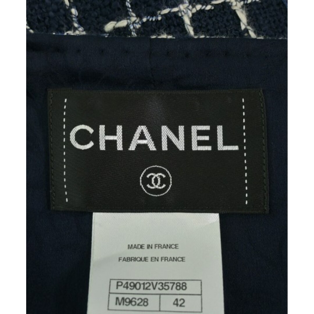 CHANEL - CHANEL シャネル テーラードジャケット 42(M位) 紺x白 CHANEL - CHANEL シャネル テーラードジャケット 42(M位) 紺x白