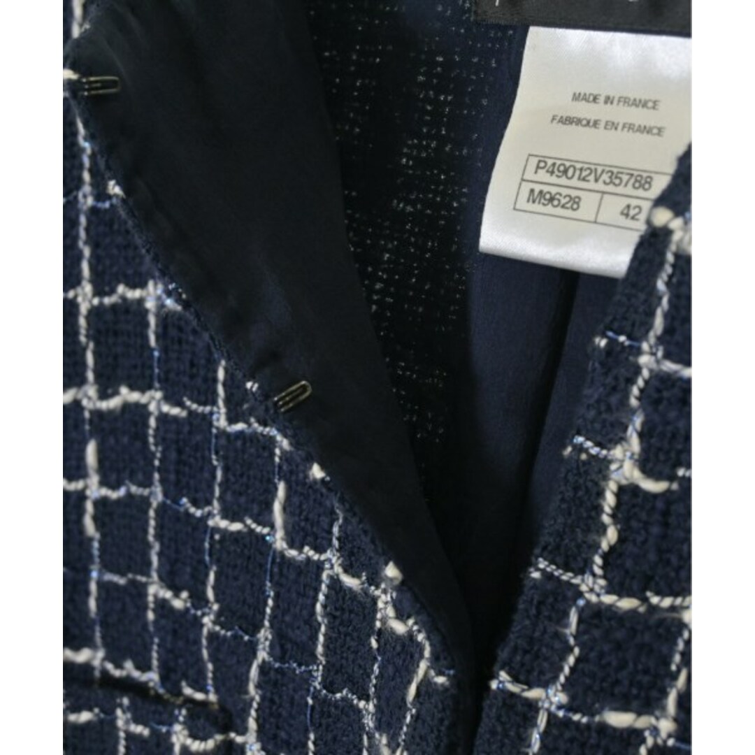 CHANEL - CHANEL シャネル テーラードジャケット 42(M位) 紺x白 CHANEL - CHANEL シャネル テーラードジャケット 42(M位) 紺x白