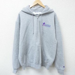 チャンピオン(Champion)のXL★古着 チャンピオン Champion 長袖 フルジップ スウェット パーカー メンズ フロリダ グレー 霜降り 25apr12 中古 スエット トレーナー トップス(パーカー)
