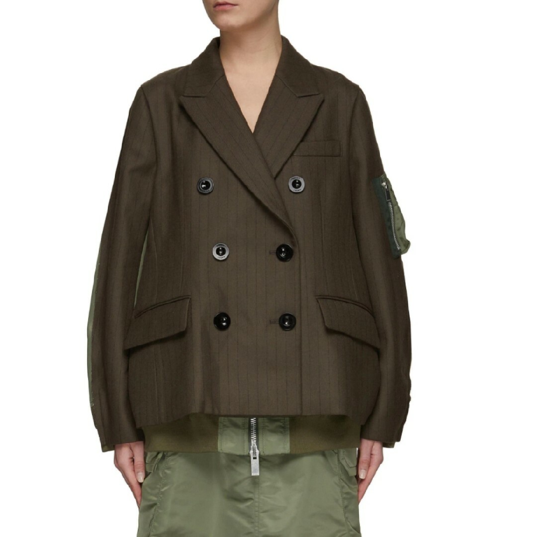 sacai - sacai ダブルブレストチョークストライプジャケットの sacai - sacai ダブルブレストチョークストライプジャケットの