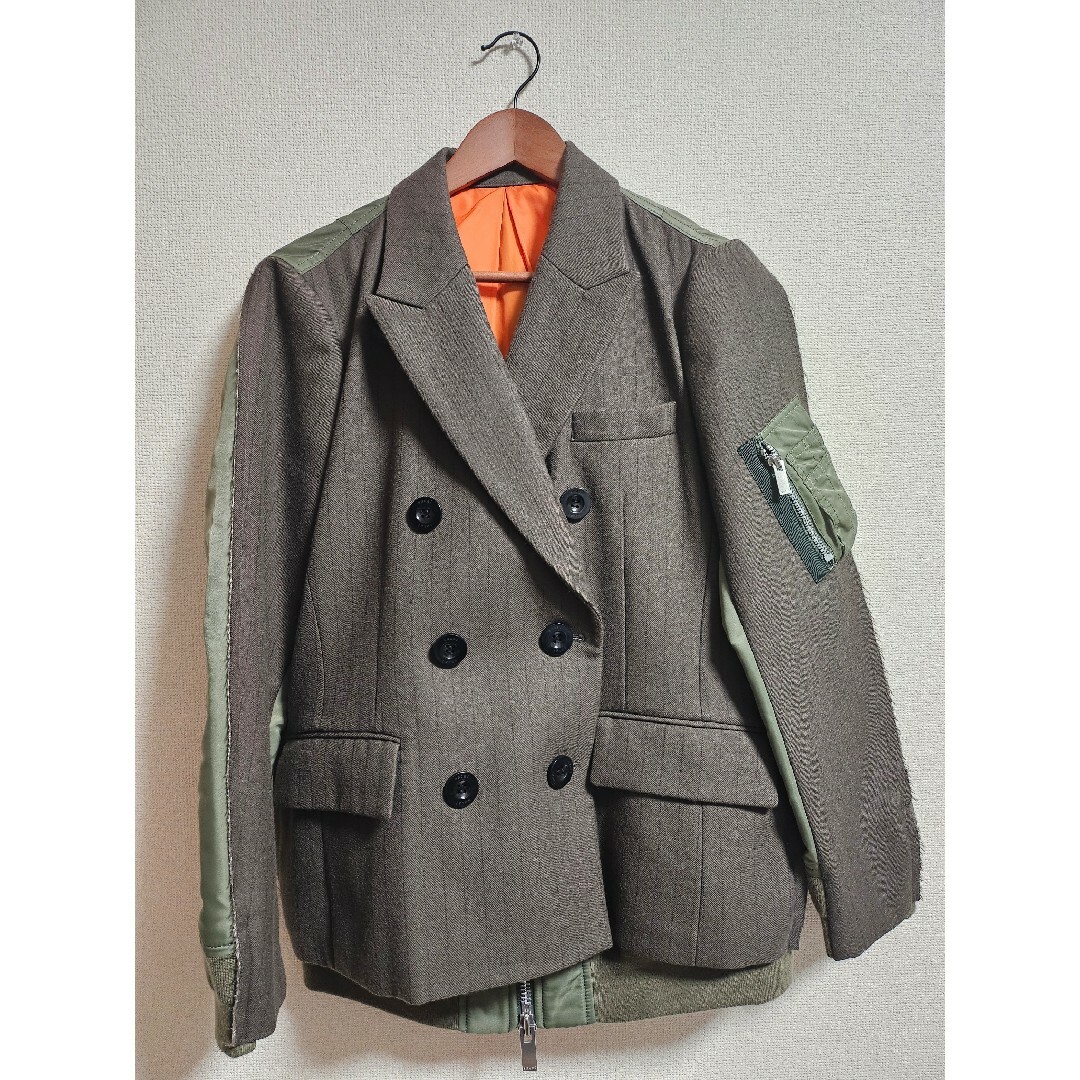 sacai - sacai ダブルブレストチョークストライプジャケットの sacai - sacai ダブルブレストチョークストライプジャケットの