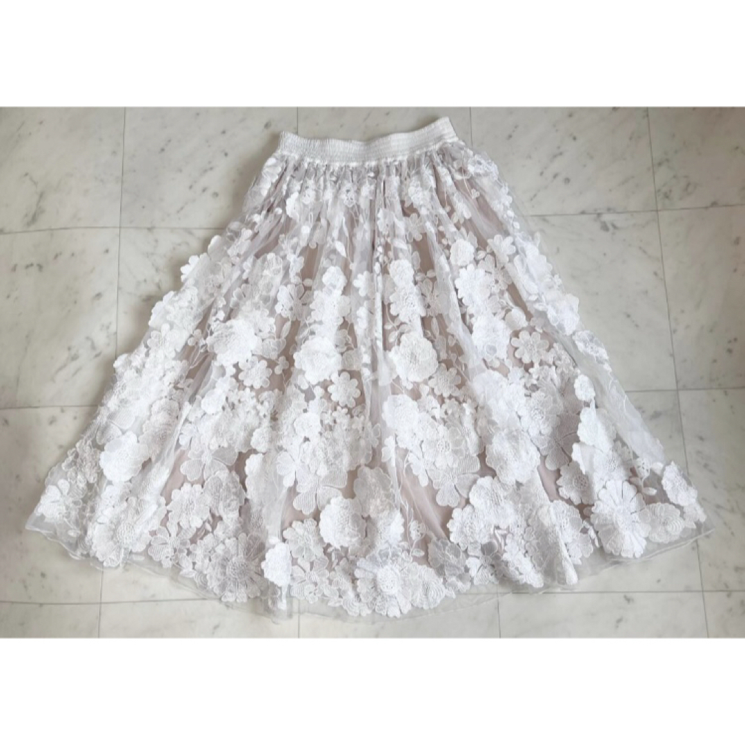 DOUBLE STANDARD CLOTHING - SOV. フラワーレーススカート真っ白 DOUBLE STANDARD CLOTHING - SOV. フラワーレーススカート真っ白