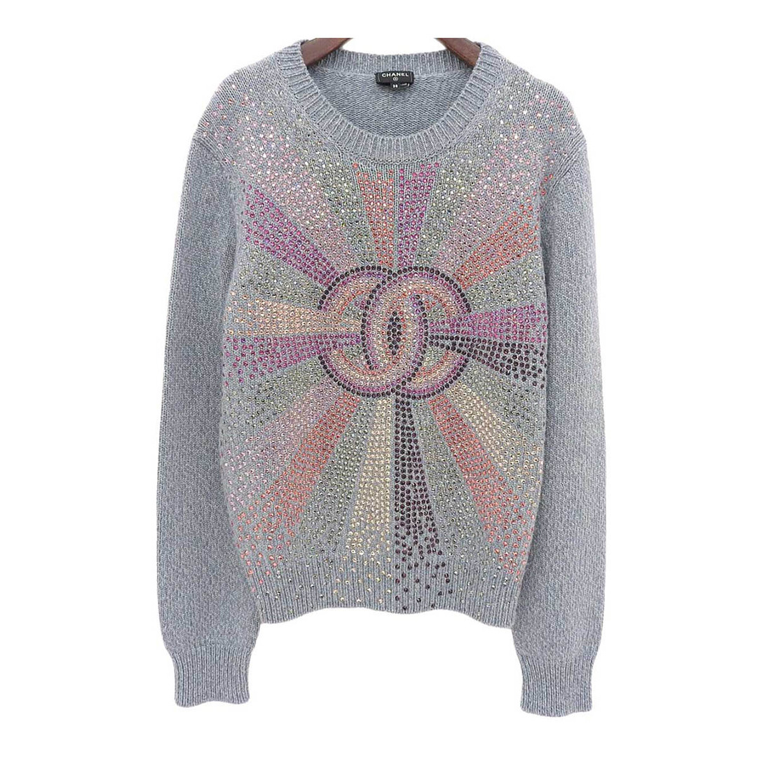 CHANEL - シャネル ココマーク ラインストーン カシミヤ ニット CHANEL - シャネル ココマーク ラインストーン カシミヤ ニット
