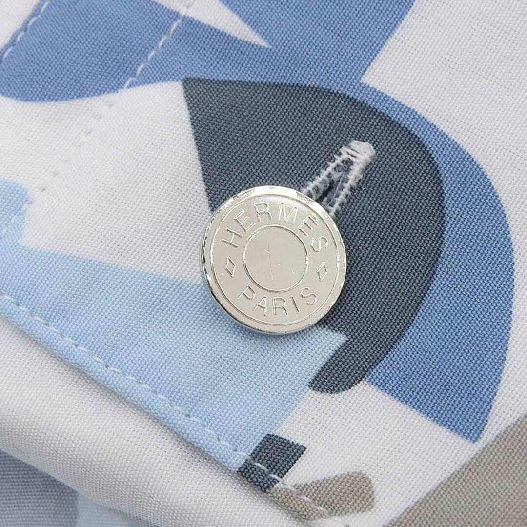 HERMES - エルメス コットン シャツ メンズ ホワイト ブルー系 HERMES - エルメス コットン シャツ メンズ ホワイト ブルー系