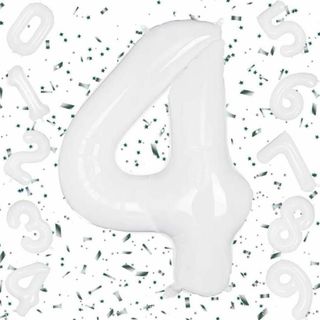 40インチ 数字 ナンバーバルーン 4 白 ホワイト 風船 飾り 装飾 誕生日(その他)