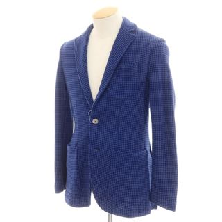 【中古】サンハウス SUN HOUSE コットンナイロン ニット カジュアルジャケット ネイビーxダルブルー【サイズ44】【メンズ】