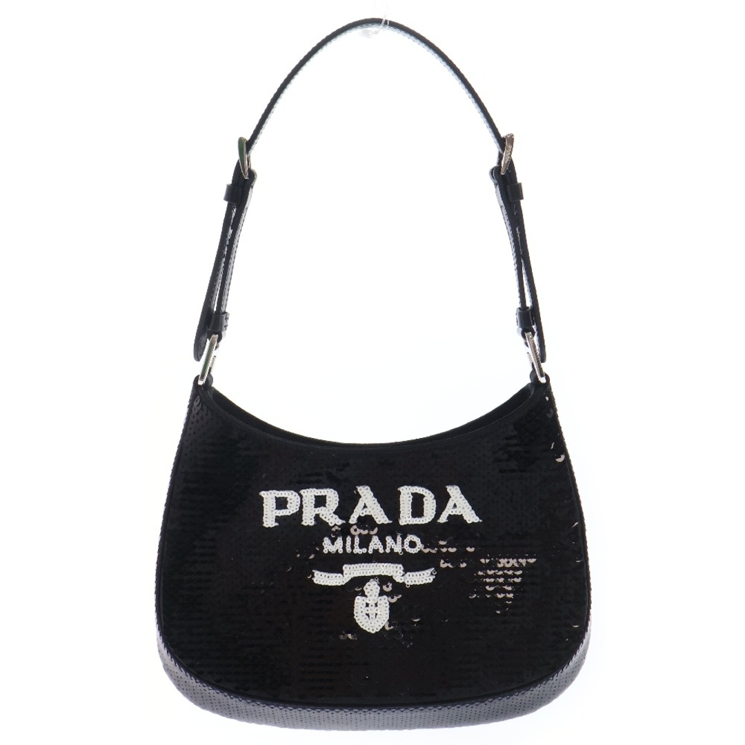 PRADA - PRADA プラダ クレオ スパンコール ワンショルダーバッグ ハンドバッグ ブラック×ホワイト レディース 1BC169