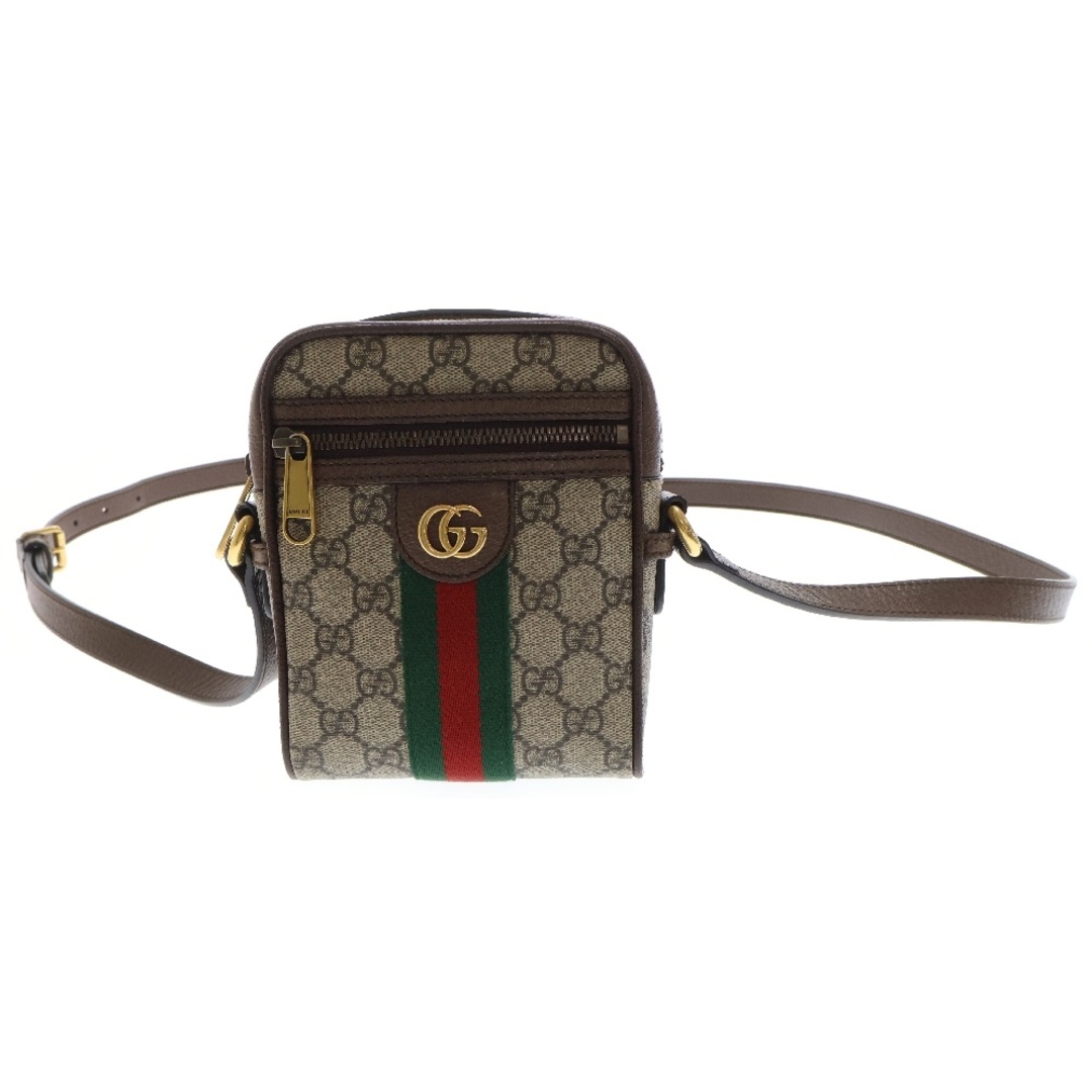 GUCCI - GUCCI グッチ GGスプリーム ショルダーバッグ 斜め掛けバッグ ミニバッグ ブラウン キャンバス×レザー 598127