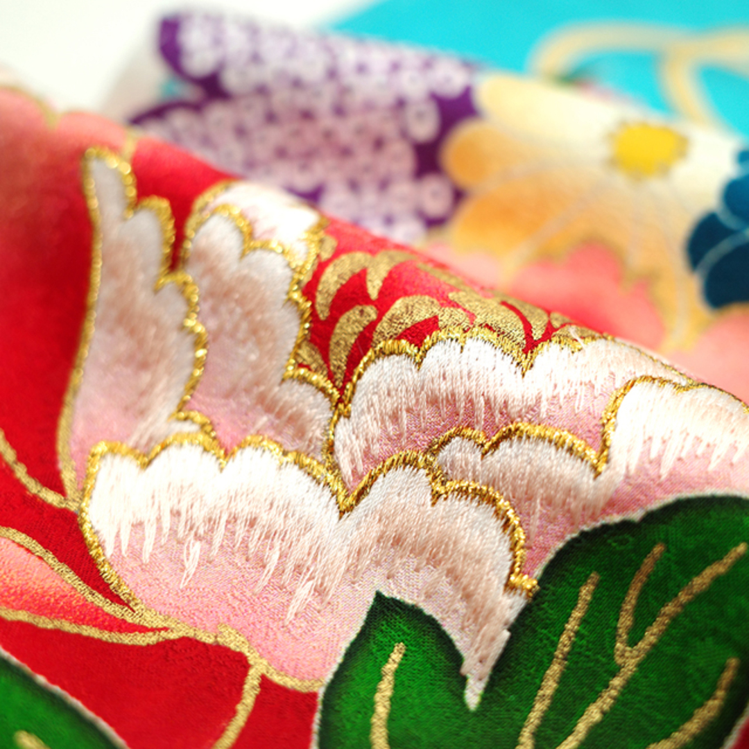 振袖 襦袢 セット 丸紅 金駒刺繍 ターコイズブルー 薬玉 鼓 七宝 振袖 襦袢 セット 丸紅 金駒刺繍 ターコイズブルー 薬玉 鼓 七宝