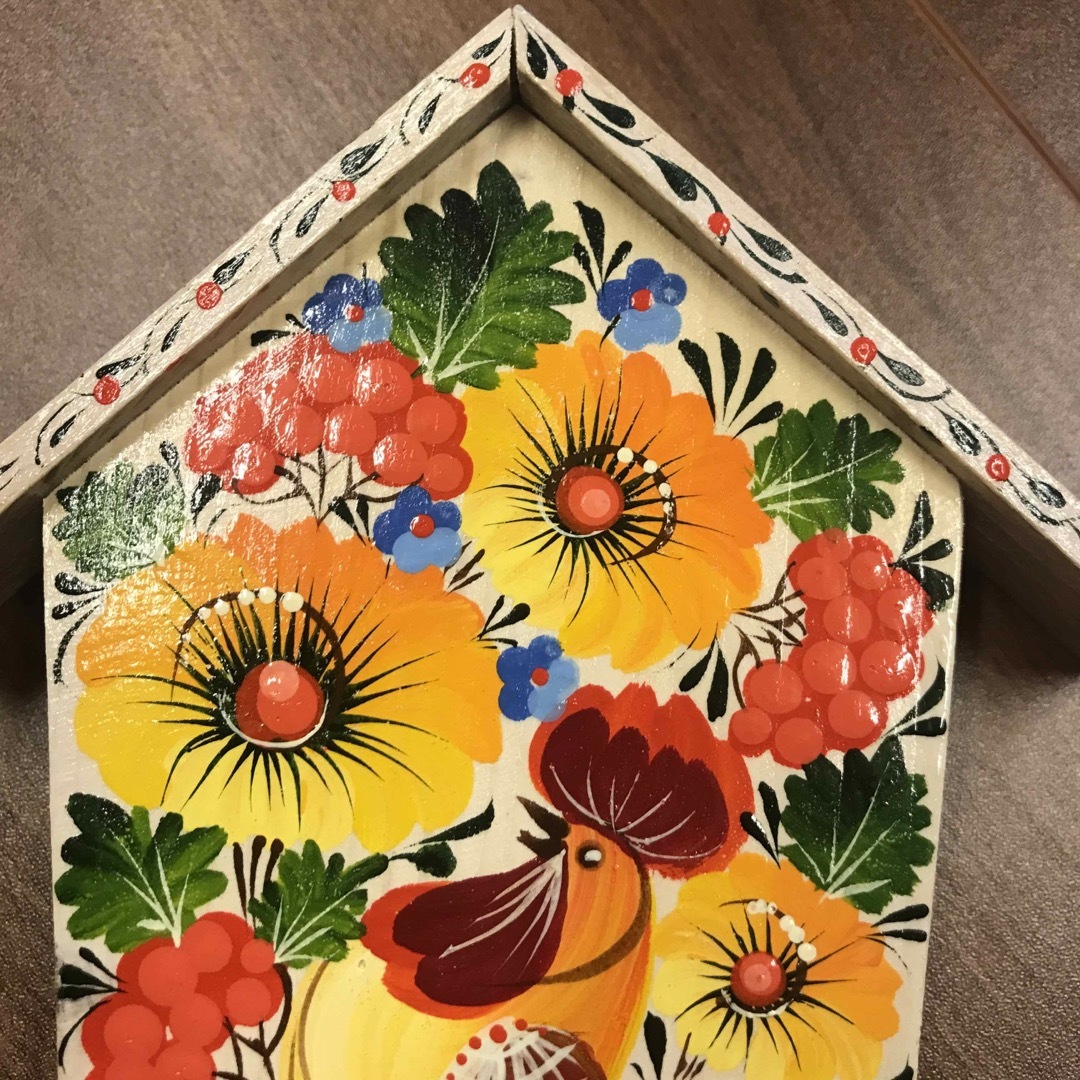 ウクライナ製 ペトリキフカ塗り キーフック 木製 現地マスター ウクライナ製 ペトリキフカ塗り キーフック 木製 現地マスター