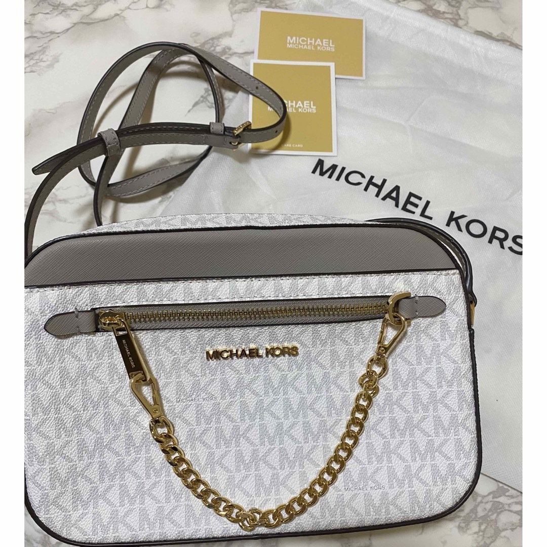 MICHAEL KORS - MICHAEL KORS ショルダーバッグ ホワイト/グレー MICHAEL KORS - MICHAEL KORS ショルダーバッグ ホワイト/グレー