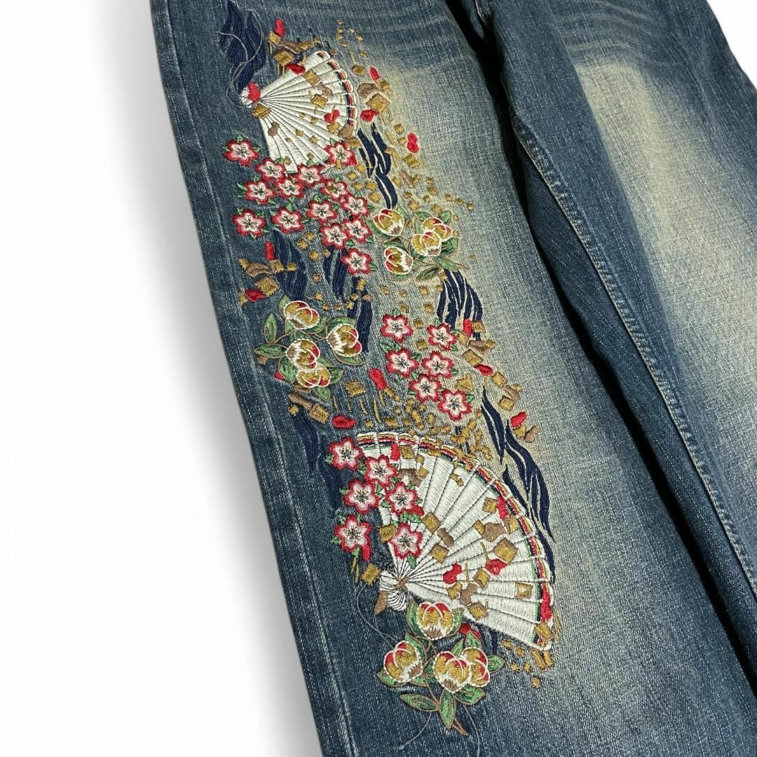 ART VINTAGE - 絡繰ジェネレーションデニムジーンズw35刺繍和柄 ART VINTAGE - 絡繰ジェネレーションデニムジーンズw35刺繍和柄