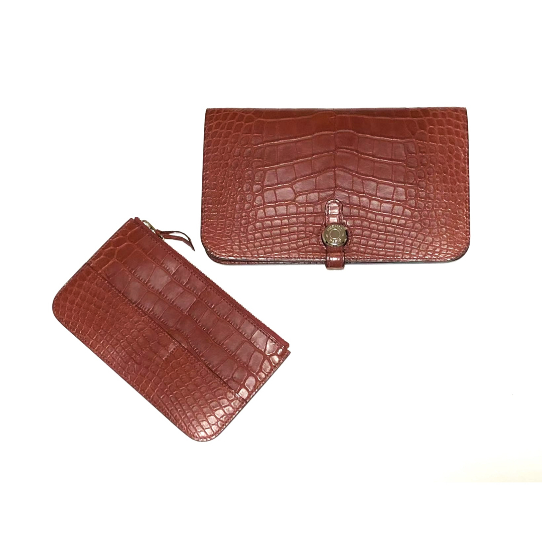 HERMES - 未使用☆エルメス ドゴン デュオ 赤 ブラウン クロコ HERMES - 未使用☆エルメス ドゴン デュオ 赤 ブラウン クロコ